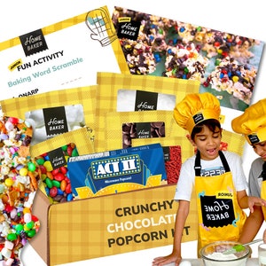 HomeBakerGourmet Chocolate Pipoca Marshmallow Bares DIY KIT - Para crianças de todas as idades - Inclui avental grátis e cartão de atividades