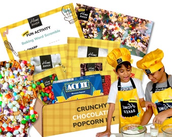 Chokladpopcorn Marshmallow DIY-kit: Innehåller förkläde och aktivitetskort