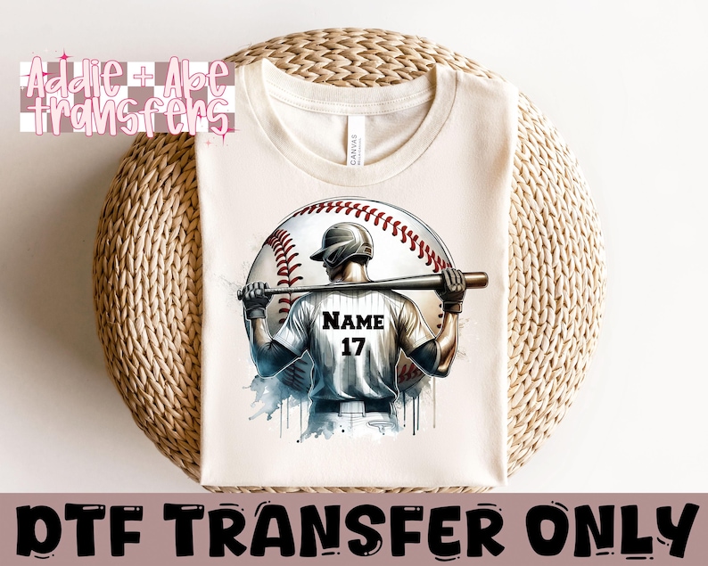Custom Baseball Player DTF Transfer, Personalized Name & Number bild 3