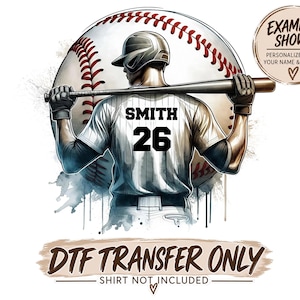 Custom Baseball Player DTF Transfer, Personalized Name & Number bild 1