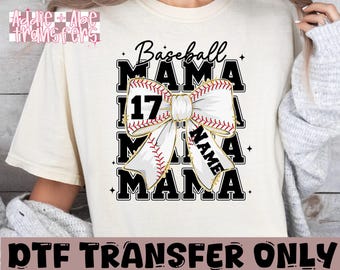 Baseball Mama Transfer| Custom Baseball Mama Bow DTF Transfer