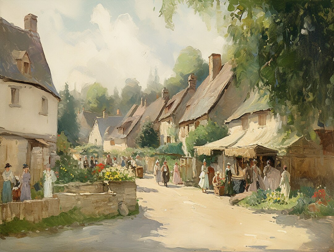 Vintage Art Market Day in the Village DIGITAL DOWNLOAD Etsy