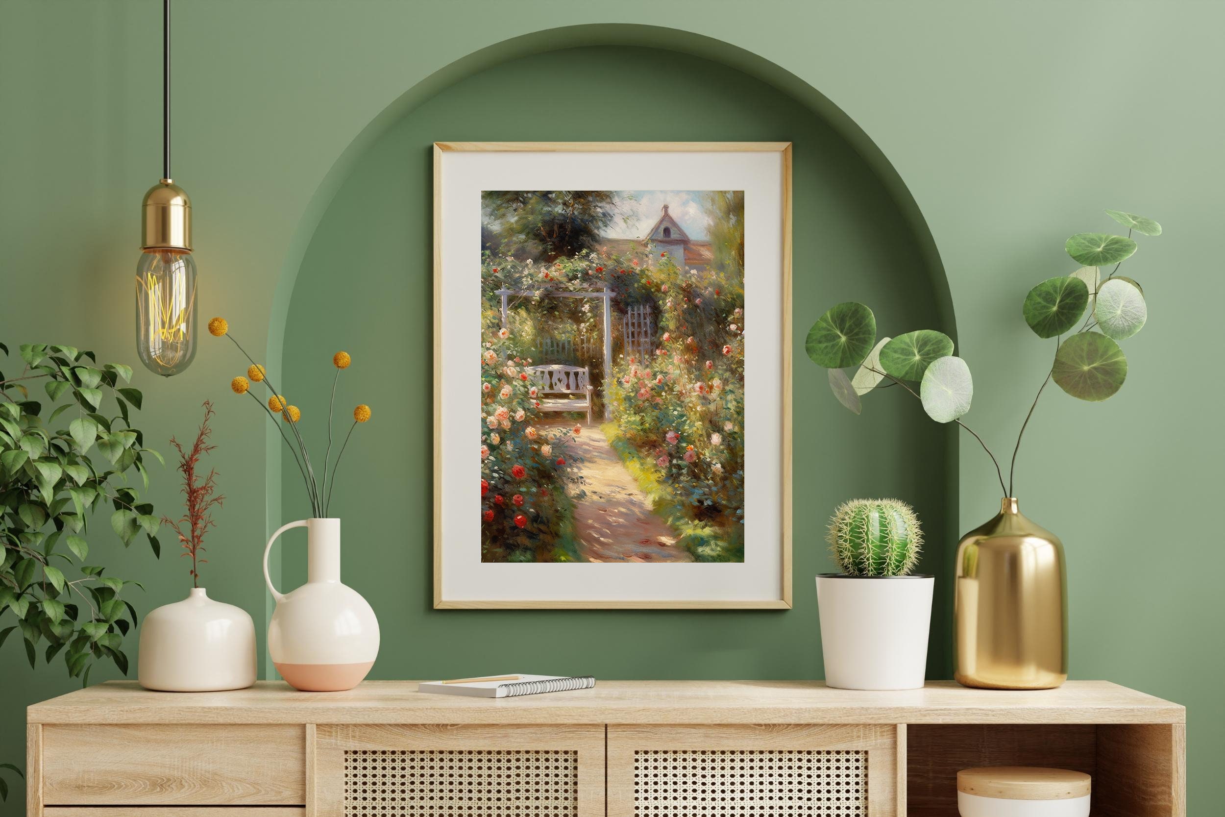 English Garden Art | the Rose Garden | Impressionist Art