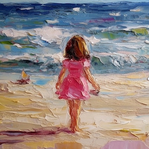 Beautiful beach art | Little girl by the seaside | DIGITAL DOWNLOAD