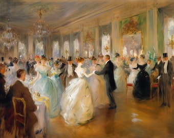 English Regency art | The Ball at Netherfield | Impressionist art | DIGITAL DOWNLOAD