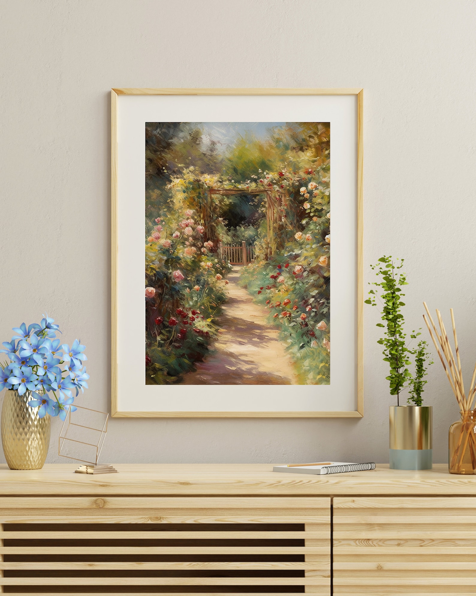 Rose Walk English Garden Art | the Rose Walk | Impressionist Art | DIGITAL ...