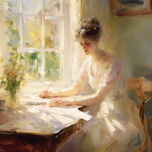 Victorian art | Writer at her desk | DIGITAL DOWNLOAD