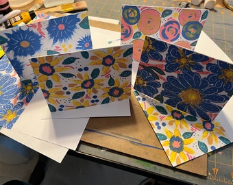 Tarjetas de notas en blanco Floral abstracto