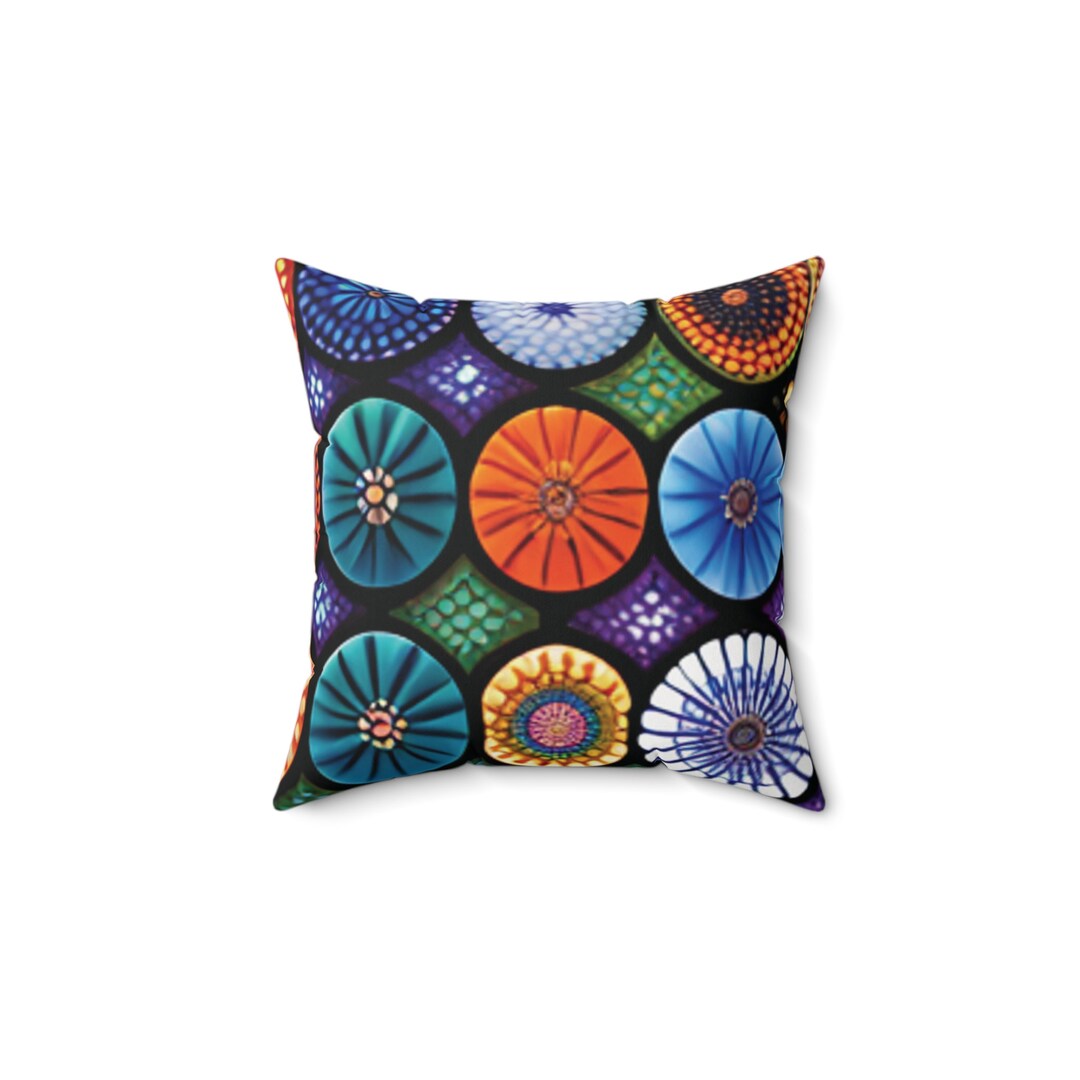 Decorative Pillow Mandalas Square Polyester Pillow Etsy