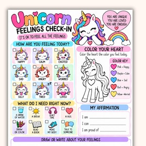 Känslokontroll Arbetsblad Enhörning, Emotionell reglering, Lugnshörna, ADHD Autismstöd