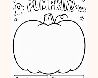May include: A black and white coloring page titled DECORATE YOUR OWN PUMPKIN! featuring a large pumpkin outline, a ghost, a bat, and stars. The bottom includes a space for My pumpkin's name and checkboxes for It is: SPOOKY, SILLY, or CUTE.