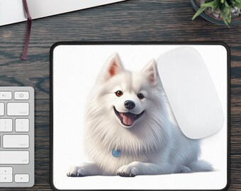 Smiling American Eskimo Dog Mouse Pad