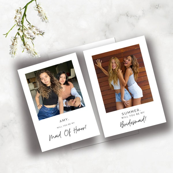 Bridesmaid Proposal POLAROID TEMPLATE Photo Card Maid of Honor and Bridesmaid SET Digital