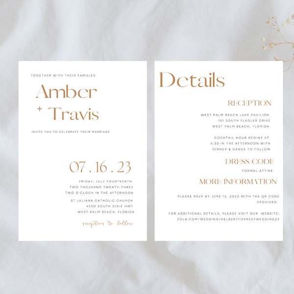 MODERN CLASSIC Timeless Minimalist Wedding Invite TEMPLATE Digital