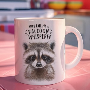 Bonita taza de mapache para amantes de los animales, divertida taza de café para amantes de los mapaches, regalos de amigos, regalos de cumpleaños y festivos para los susurradores de mapaches.