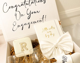 custom bride to be gift box personalized gift bride to be embroidered hair bow for bride custom bridal shower gift custom engagement gift