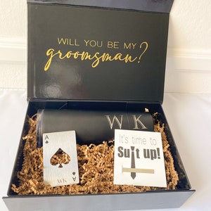 Custom Groomsman proposal box custom box for best man groomsmen gift box black box for best man proposal personalized name groomsman box