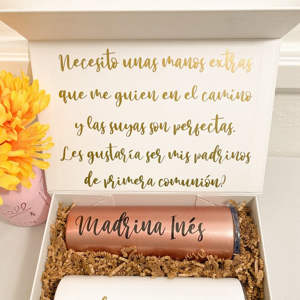 quieren ser mis padrinos de primera comunion quieren ser mis padrinos de bautizo caja first communion godparent proposal box caja de padrino