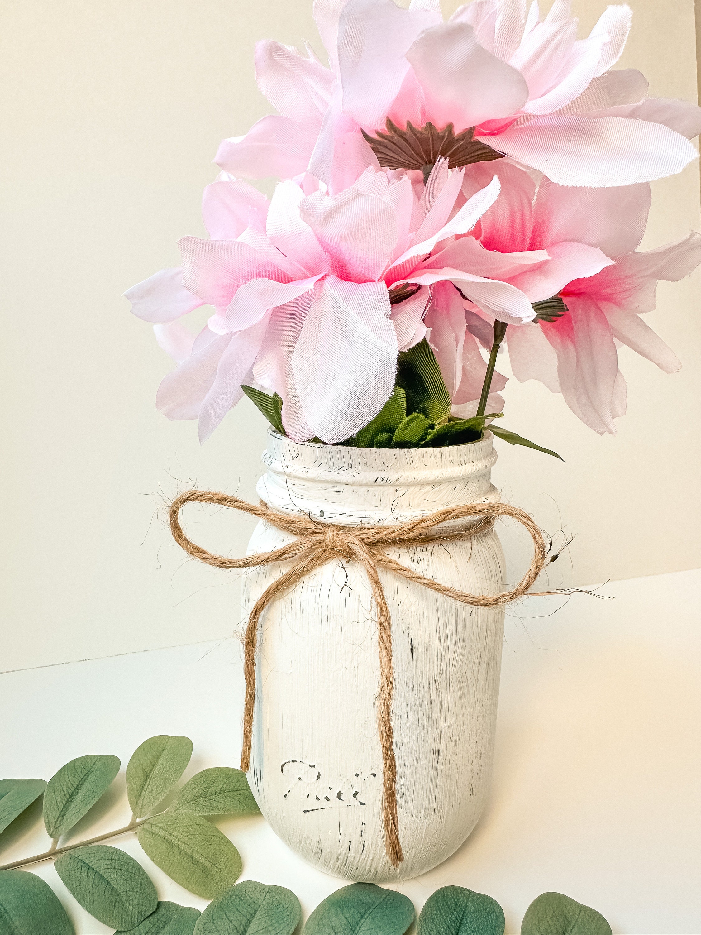 6 Einmachgläser Als Tischdeko – Mit Künstlichen Blumen, Holzscheiben & Seil, Perfekt Für Hochzeit, Boho Oder Landhaus