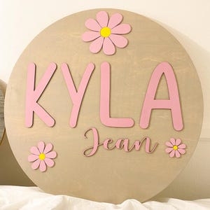 nursery baby name sign decor round wood name sign nursery wall decor kids room name sign room wall sign wooden baby name 3D baby name sign
