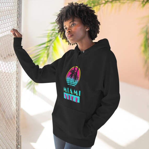 Retro Hoodie 80s Sweatshirt Miami Vice Logo Vintage Fleece Hoodie Etsy