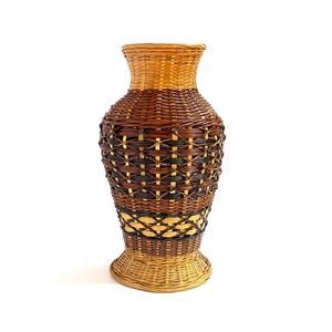 Vintage Wicker Rattan Vase - 15&quot;