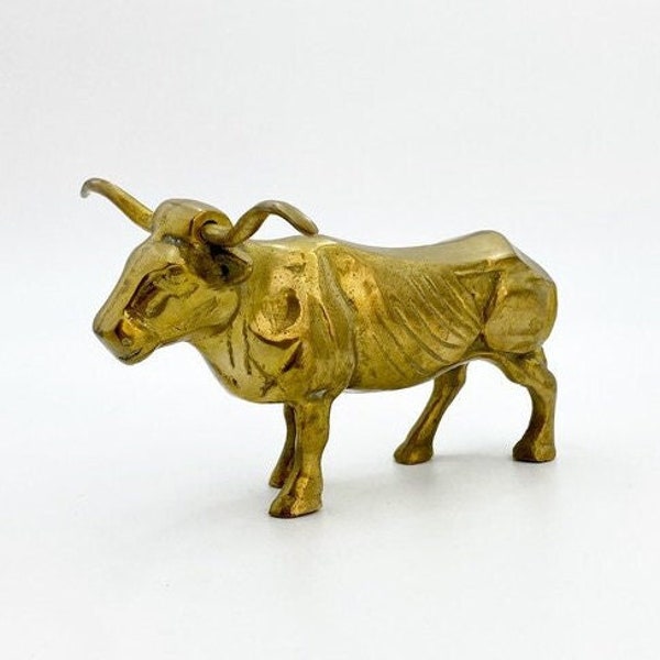 Vintage Brass Longhorn Figurine