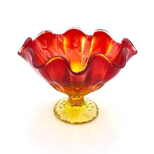 Simplicity Flame 5&quot; Glass Amberina Handkerchief Footed Vase by LE Smith