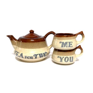 Vintage &quot;Tea for Two&quot; Three piece Ceramic Tea Set
