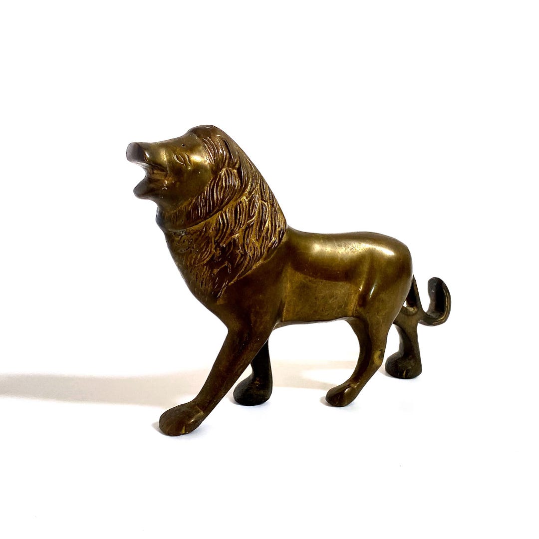 Vintage Brass Lion Figurine - Etsy