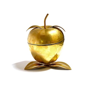 Large Vintage Brass Hinged Lid Apple Box