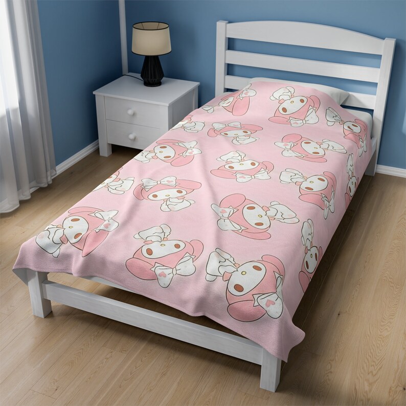 My Melody Sanrio Velveteen Plush Blanket Etsy