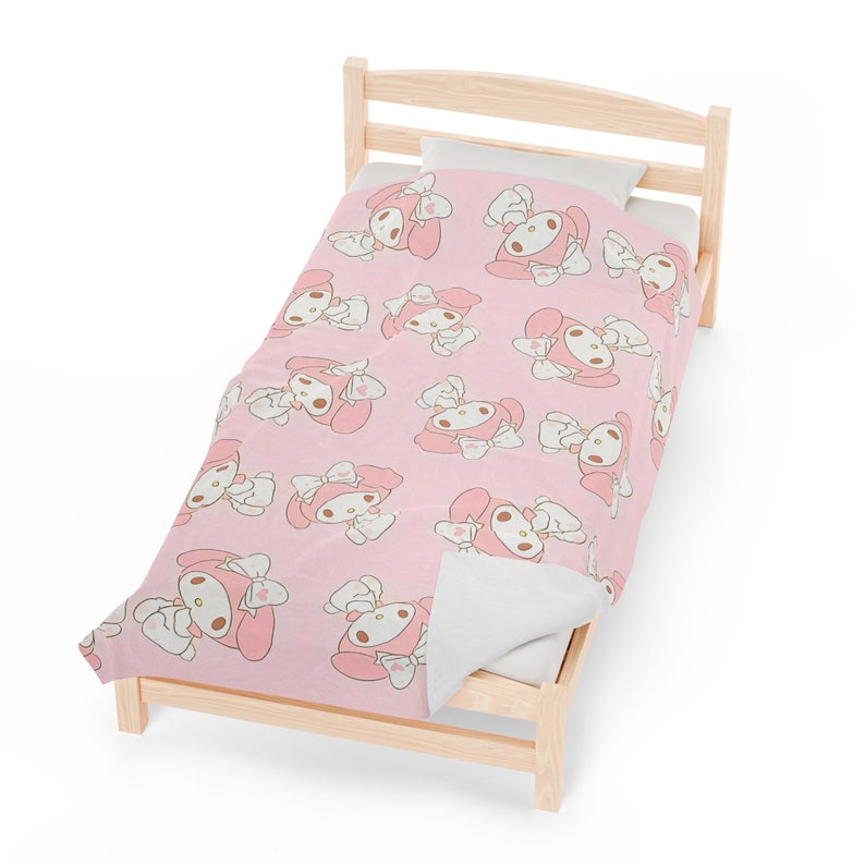 My Melody Sanrio Velveteen Plush Blanket Etsy