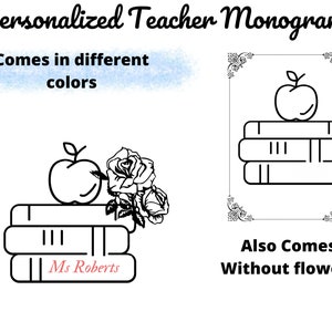 Personalized Teacher Monogram PNG Teacher SVG Book Svg - Etsy