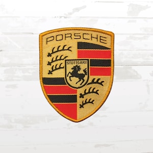 Porsche Sew-On Crest Badge | Embroidered Patch 53x65mm | Official Porsche Emblem | Car Fan Gift | Jacket / Hat Custom Patch