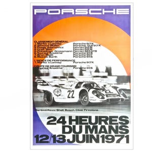 Vintage Porsche 24 Hours of Le Mans 1971 Racing Poster