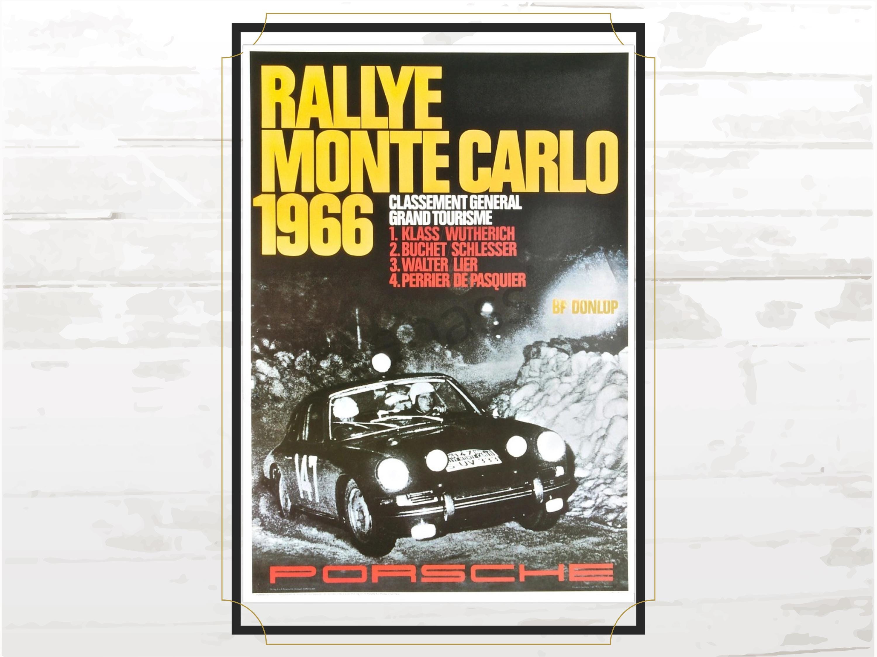 Porsche Poster Monte Carlo Rally 1966 Poster, Classic GT Racing