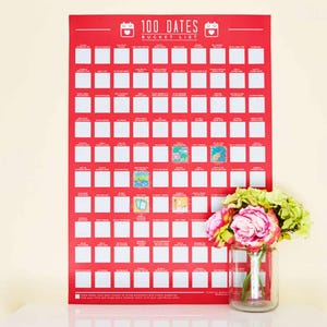 Poster 100 dattes à gratter. cadeau unique de la Saint-Valentin
