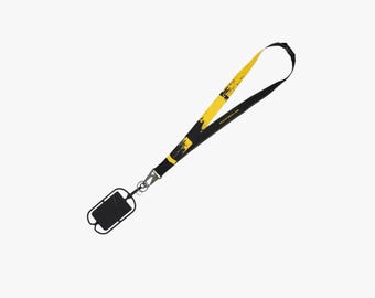 Porsche GT4 Clubsport Lanyard with Smartphone Holder & Card Slot – Black Yellow Gift for Him Motorsport Keychain Accessory