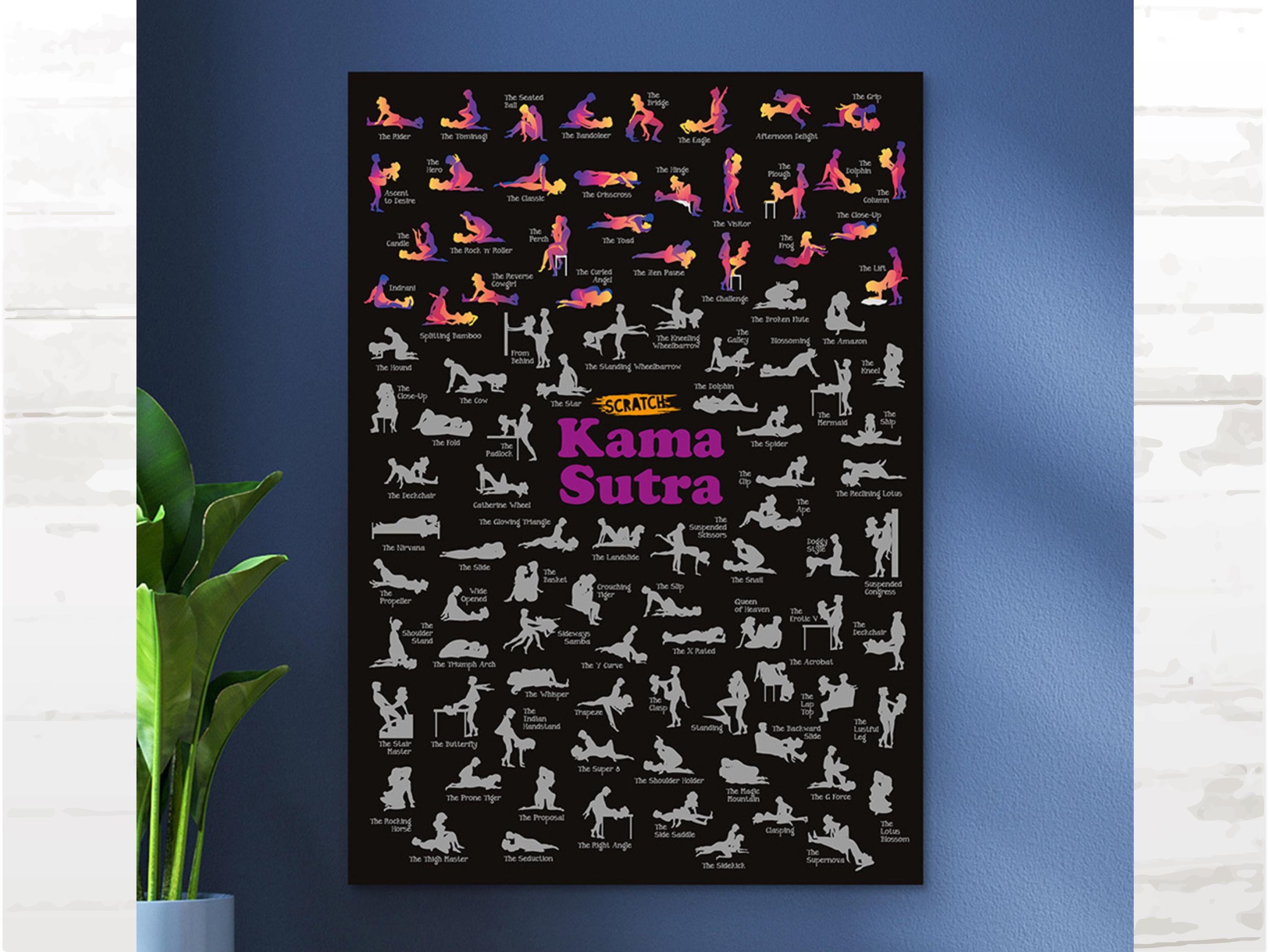 Kama Sutra Scratch Poster | 100 Romantic Positions | Couples Game