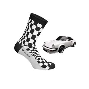 インスピレーションポルシェソックス、911カレラSCパシャソックスブラック/ホワイト、ユニセックス、レーシングギフト