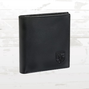 Porsche Leather Card Holder – With Clip Black Leather I Embroided Crest