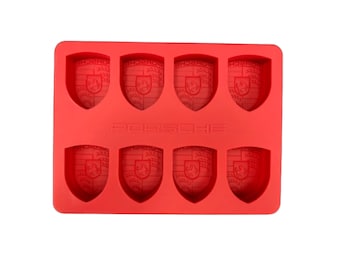 Porsche Crest Ice Cube Tray | Silicone Mold for 8 Ice Cubes | Luxury Barware Gift | Porsche Lovers | Car Enthusiast Gift