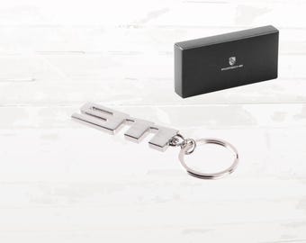 Zilveren Porsche 911-sleutelhanger | Metalen sleutelhanger met monogram | Kerstcadeau en kousenvuller
