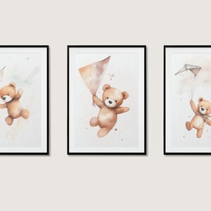Set of 3 Dreamy Bears, Nursery print, Gender Neutral, Kids Prints, Wall Art