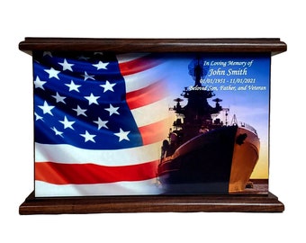 US Navy Personalize Urns, Armed Forces Cremation Urn, Military Custom wooden Urn, Urn with FREE Engraving, US Navy Engrave urn, Veteran urn