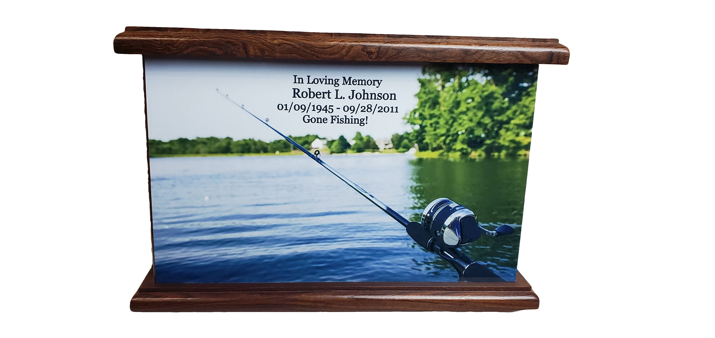 Fishing Personalize Urns, Person Fishing Cremation Urn, Custom Wooden