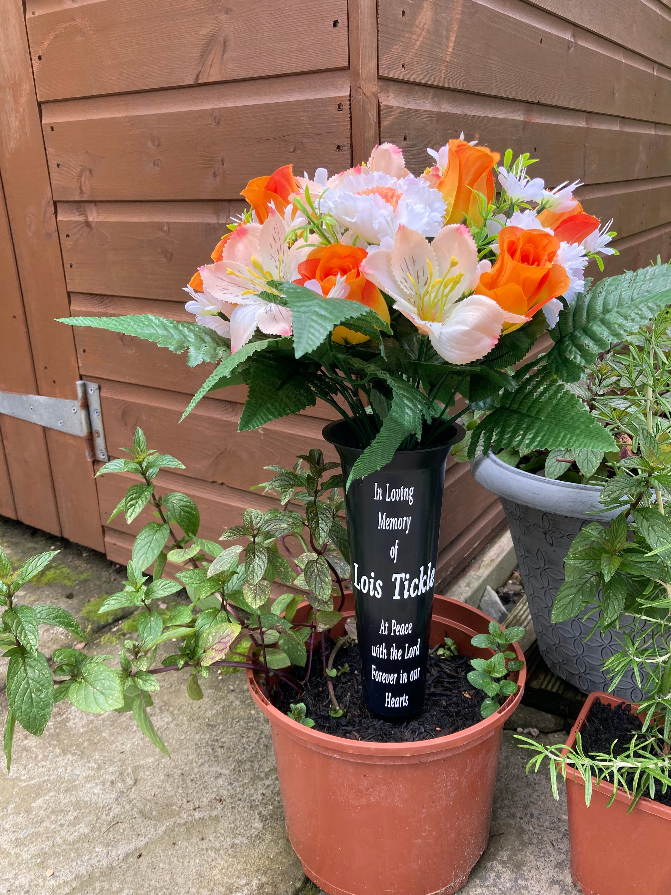 Personalized Grave Vase Memorial Flower Holder Sympathy Etsy UK