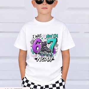 Personalized Roller Skating Birthday Shirt, Skating Birthday Boy Shirt, Custom Name Birthday Tee, Roller Skate Party Shirt, 6th 7th Birthday