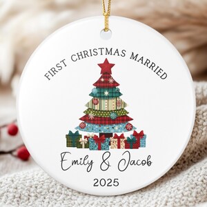 Custom First Christmas Married Ornament, Mr and Mrs Christmas Ornament Gift, Personalized Holiday Couple Gift, Newlywed Christmas Keepsake